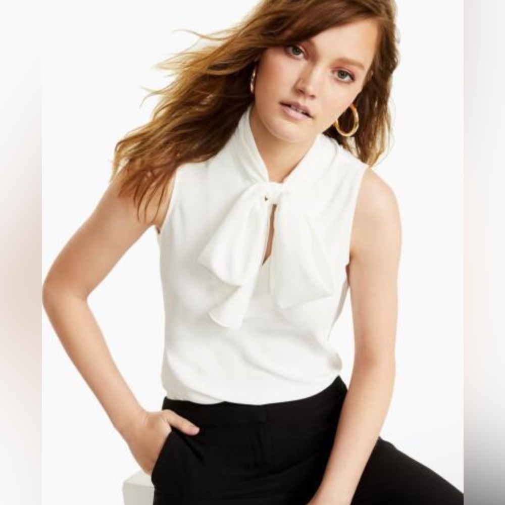 Bar III XXL Bow Tie Sleeveless Blouse